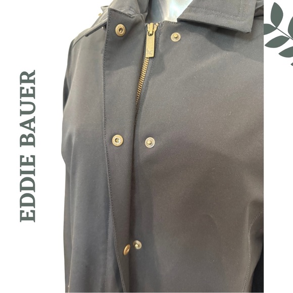 Eddie Bauer Black Hooded Trench Coat – Size Small - Picture 6 of 8